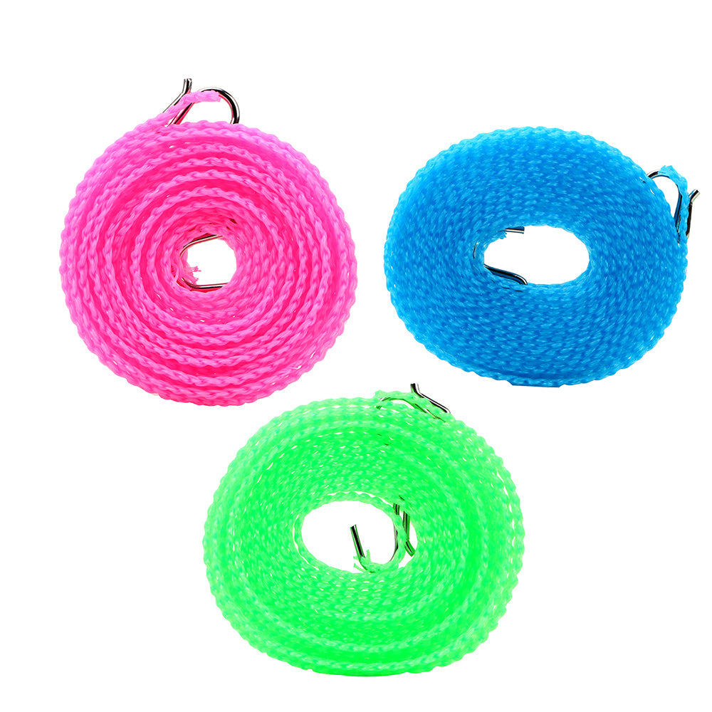 Buy 1 Get 2 Free Offer 3 Pcs Wind Proof Non Slip Nylon Hanging Drying Rope Clothes washing