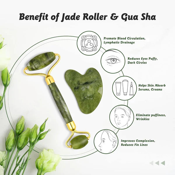 4-in-1 Skin Glow Kit – Ice Roller, Jade Roller, Derma Roller & Gua Sha Set
