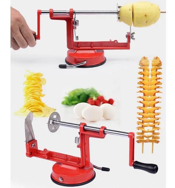 Stainless Steel Potato Slicer & French Fry Cutter β Spiral Vegetable Fruit Cutting Machine for Kitchen Use
