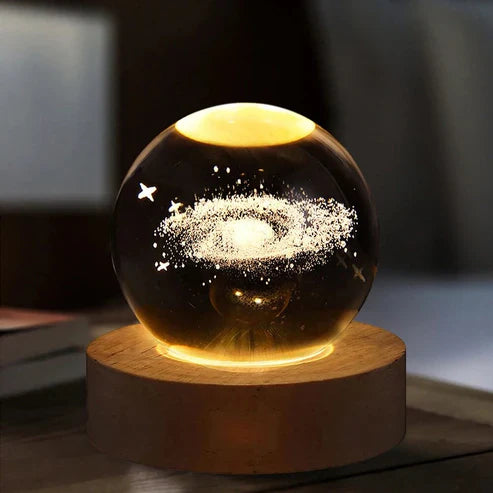 3D Illusion Lamp Stellar Night Light Featuring Galaxy, Solar System, Moon, and Saturn