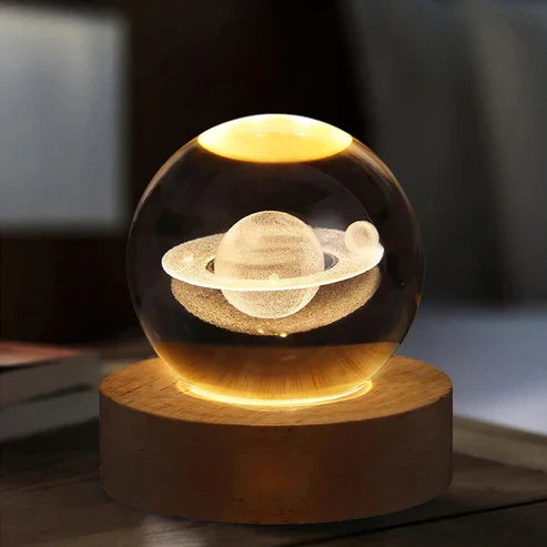 3D Illusion Lamp Stellar Night Light Featuring Galaxy, Solar System, Moon, and Saturn