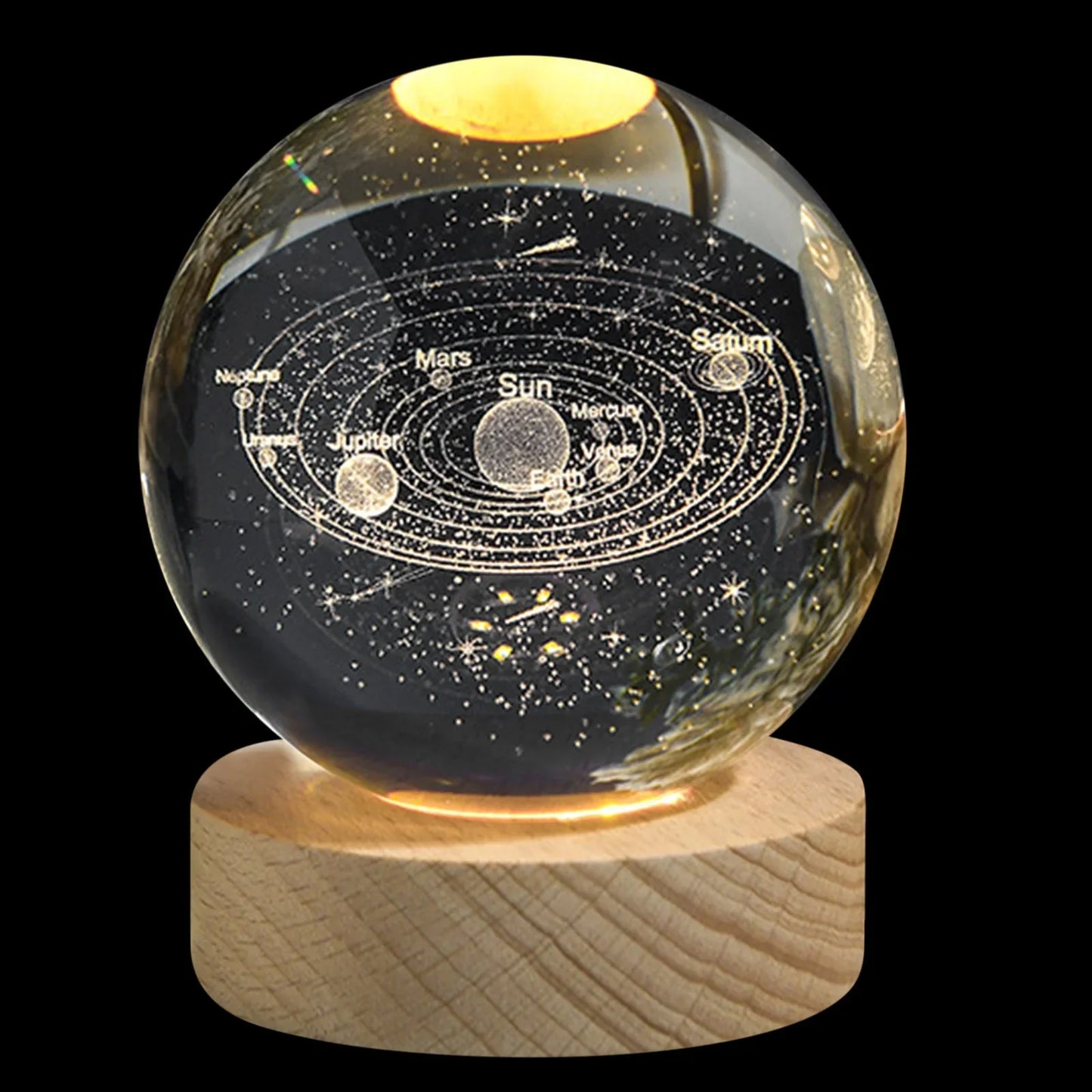 3D Illusion Lamp Stellar Night Light Featuring Galaxy, Solar System, Moon, and Saturn