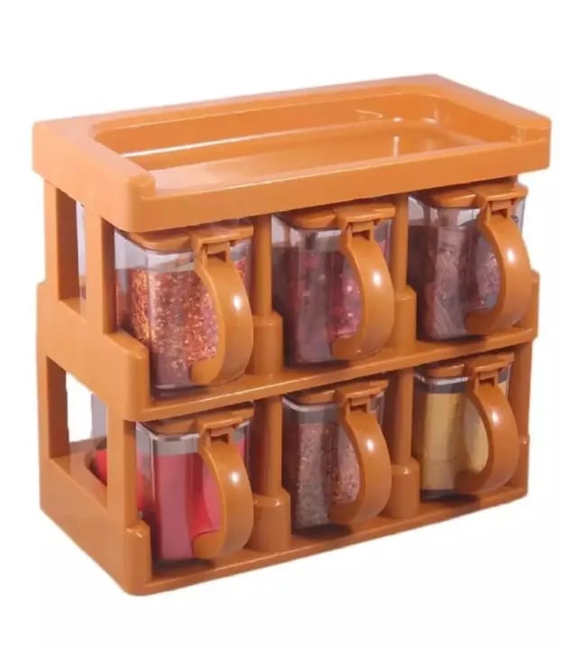 π Spice Container & Rack | 2-Tier Spice Rack with 7 Jars (Multicolor) π