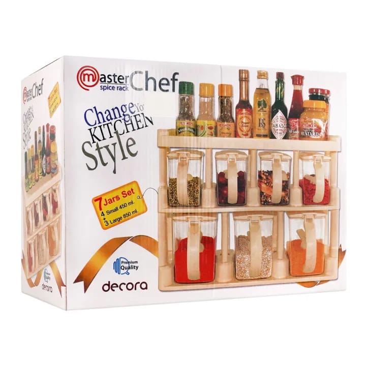 π Spice Container & Rack | 2-Tier Spice Rack with 7 Jars (Multicolor) π