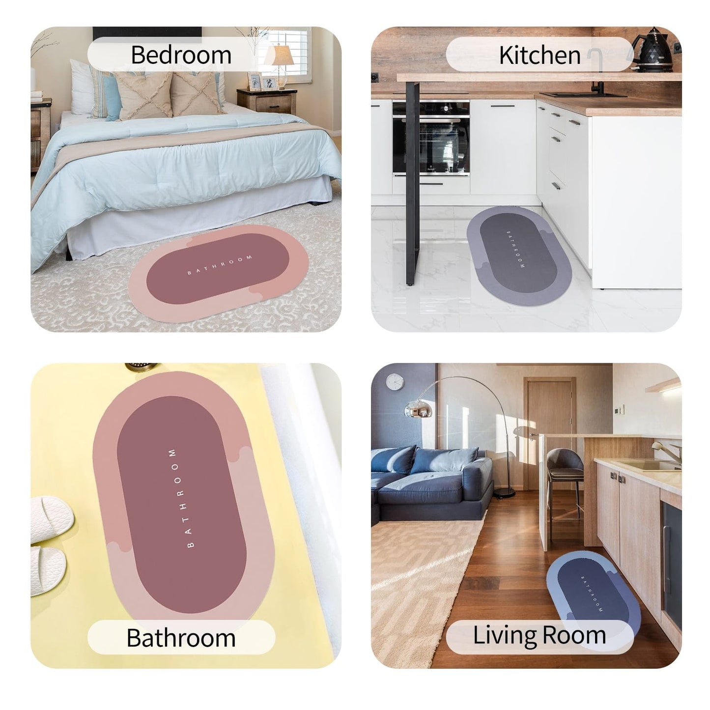 ✨ Bath Mat – Water Absorbent | Non-Slip | Oval Shape ✨