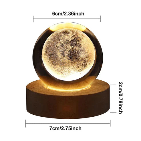 3D Illusion Lamp Stellar Night Light Featuring Galaxy, Solar System, Moon, and Saturn