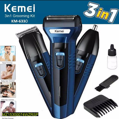 Kemei KM-6330 3-in-1 Electric Shaver & Grooming Kit for Men