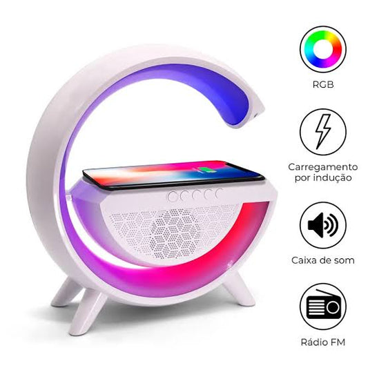 Futuristic 4-in-1 Smart RGB Lamp – Wireless Charger, Speaker & FM Radio