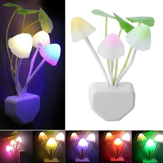 Magical LED Mushroom Night Light with Sensor – Color Changing Plug-in Wall Lamp