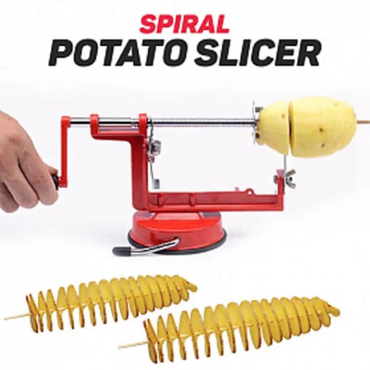 Stainless Steel Potato Slicer & French Fry Cutter – Spiral Vegetable Fruit Cutting Machine for Kitchen Use