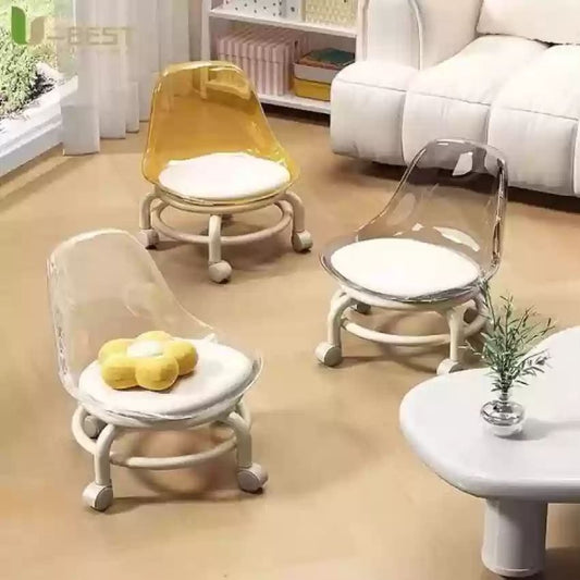 Modern Transparent Chairs with White Cushions - Elegant Living Room Furniture