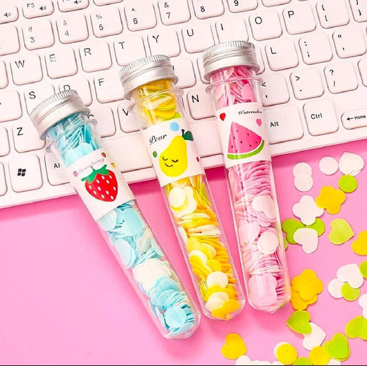 Fruit-Themed Confetti in Test Tubes - Colorful Decorations for Any Occasion