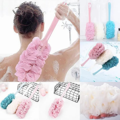 Handle Bath Sponge Shower Brush – Soft Nylon Mesh Body Scrubber for Gentle & Deep Cleaning